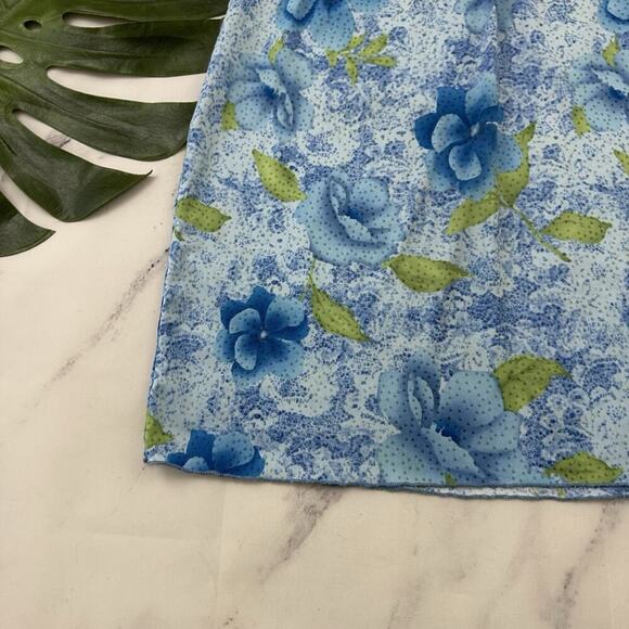 Xhilaration Womens Vintage Y2k Slip Skirt Size M Blue Green Floral Side Slit - Picture 4 of 11